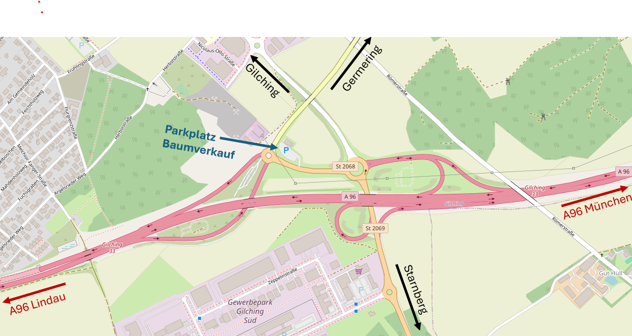 Anfahrtsplan Weihnachtsbäume Hufnagel Gilching